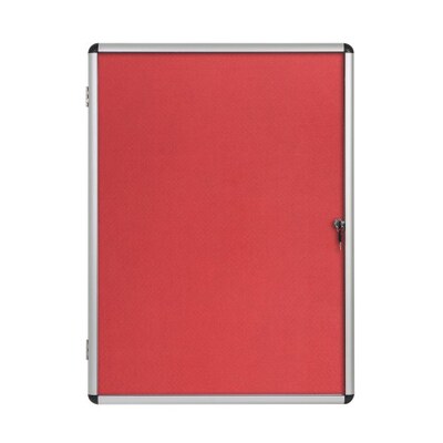 Bi-Office Lockable Felt Noticeboard Display Case 931 x 670mm (9 x A4) RED