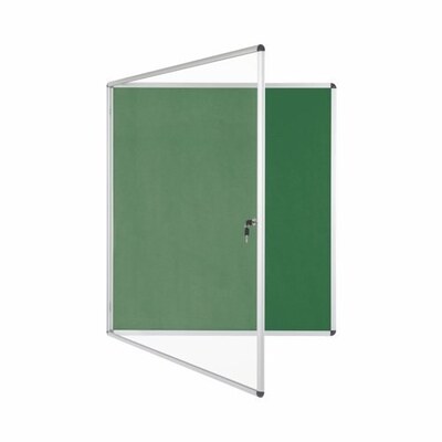 Bi-Office Lockable Felt Noticeboard Display Case 1110 x 931mm (15 x A4) GREEN