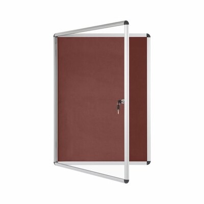 Bi-Office Lockable Felt Noticeboard Display Case 1110 x 931mm (15 x A4) BURGUNDY