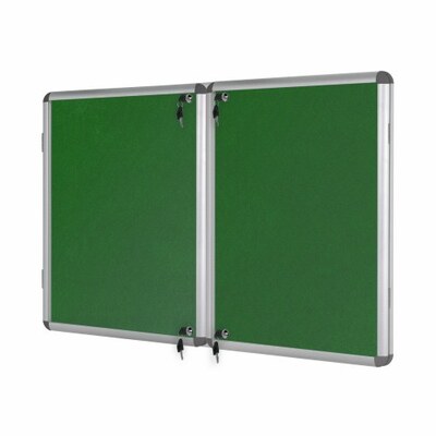 Bi-Office Lockable Felt Noticeboard Display Case 1780 x 1180mm (32 x A4) GREEN