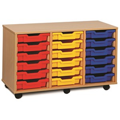 18 Shallow Tray Unit Maple Finish All Yellow Trays