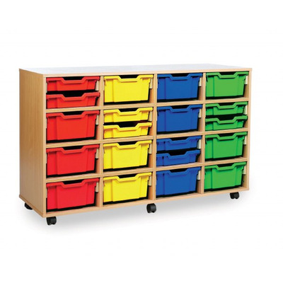 16 Deep Tray Storage Unit Maple Finish Primary Tray Colours