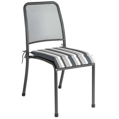 Alexander Rose Portofino 6 Seater Metal Garden Furniture Set with Rectangular Table, Armchairs & Side Chairs, With Charcoal Stripe Cushions