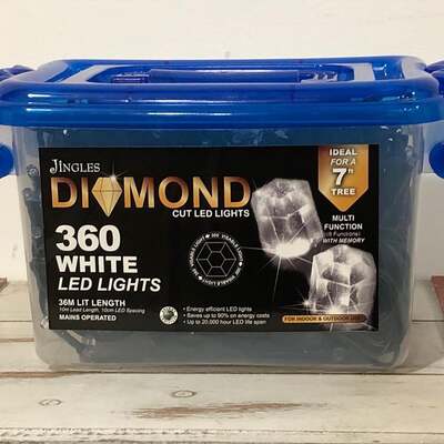 360 Multi Function LED Bright White Diamond Christmas Lights by Jingles