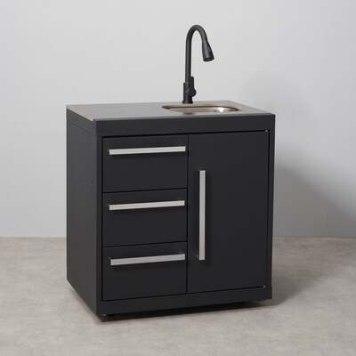 Draco Grills Fusion Outdoor Kitchen Black Sink and 3 Drawer Cabinet with Sintered Stone Top, End of January 2026