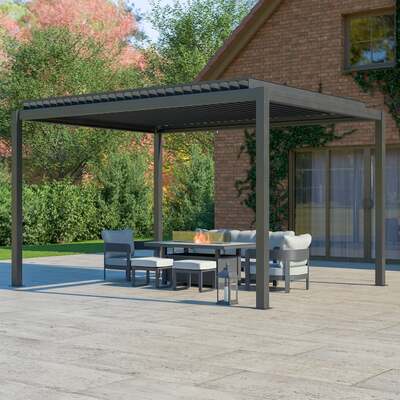 Bracken Outdoors Luna 3m x 4m Anthracite Grey Metal Rectangular Garden Pergola, Early March 2026