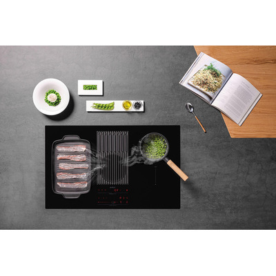Elica Libra RC 83cm Recirculating Vented Induction Hob in Black Glass