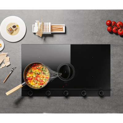 Elica Unplugged 90cm Duct Out Vented Induction Hob in Black Glass