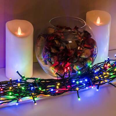 Multi-Coloured LED Multi-Function Christmas String Lights with Green Cable 240,360,480,720,960 Bulbs, 720 LEDs