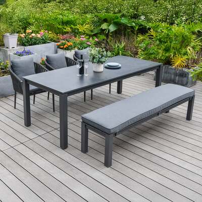 Bracken Outdoors Maldives Rope Aluminium 6 Seat Rectangular Garden Dining Bench and Chair Set, Early March 2026