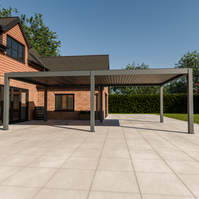 Bracken Outdoors Meridian 8m x 4m Motorised Grey Aluminium Garden Pergola with LED Lights