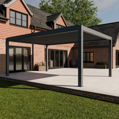 Bracken Outdoors Meridian 6m x 4m Grey Motorised Aluminium Garden Pergola with LED Lights, Mid March 2026