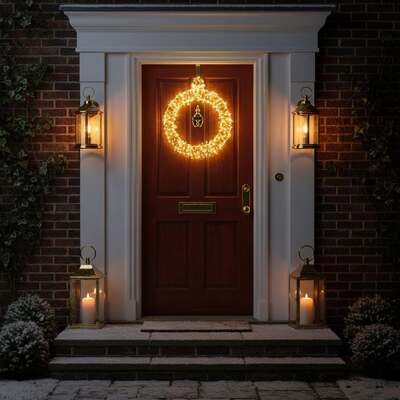 Pre-Lit Christmas Light-Up Silver Bauble 50cm with 280 Warm White LEDs