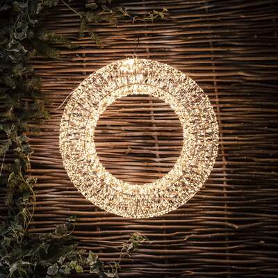 Pre-Lit Christmas Gold Light-Up Wreath 90cm with 10,000 Warm White LED Micro-lights