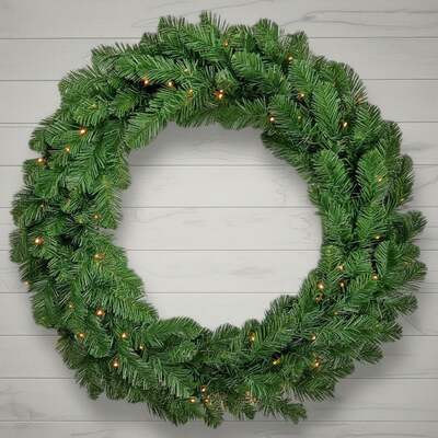 The Christmas Centre Evergreen 48in (120cm) Prelit Christmas Wreath with Warm White Battery Operated LED Lights